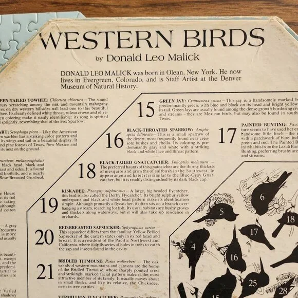 Vintage 500 Piece 1968 Springbok Octagon jigsaw Puzzle Western Birds by …